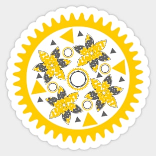 Flowers and gears in yellow Sticker